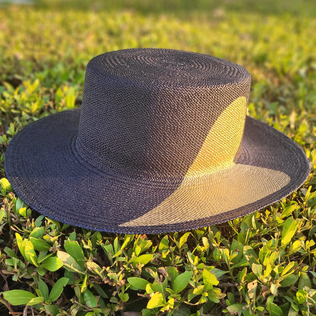 Black Panama Boater Hat